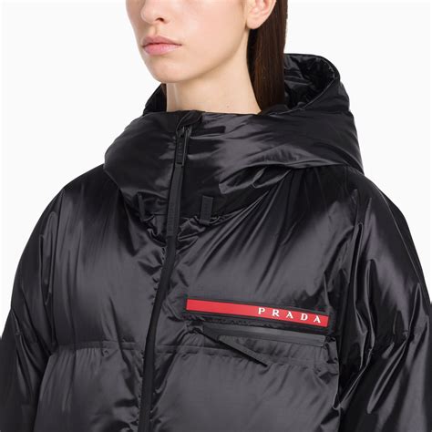 prada black padded jacket|prada nylon full zip jacket.